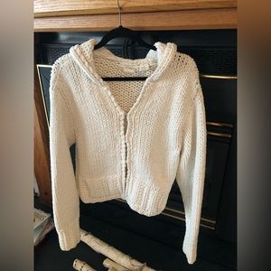 Anthropologie Kenji Natural - White Chunky Hand Knit Heavy Beautiful Cardigan XL